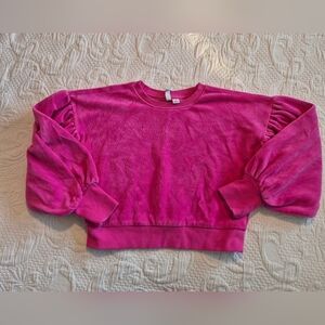 Janie and Jack girls size 10 pink velour pouffy sleeved top